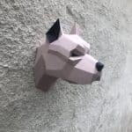Papercraft of Staffordshire Terrier in 3D origami