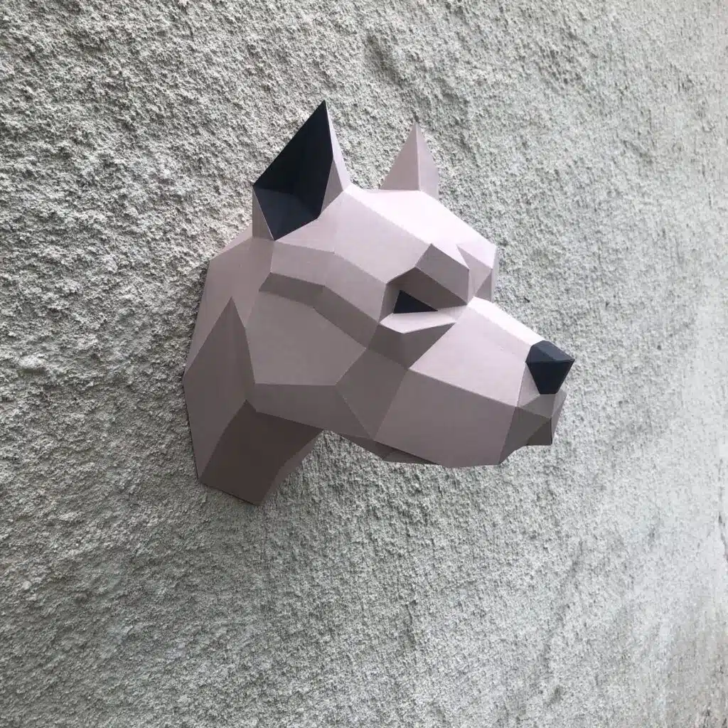 Cabeça de pitbull em papercraft 3D