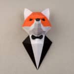 Papercraft de renard en costume en origami 3D