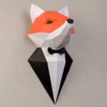 Papercraft de renard en costume en origami 3D