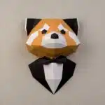 Rode panda in pak papercraft 3D, weergave 6