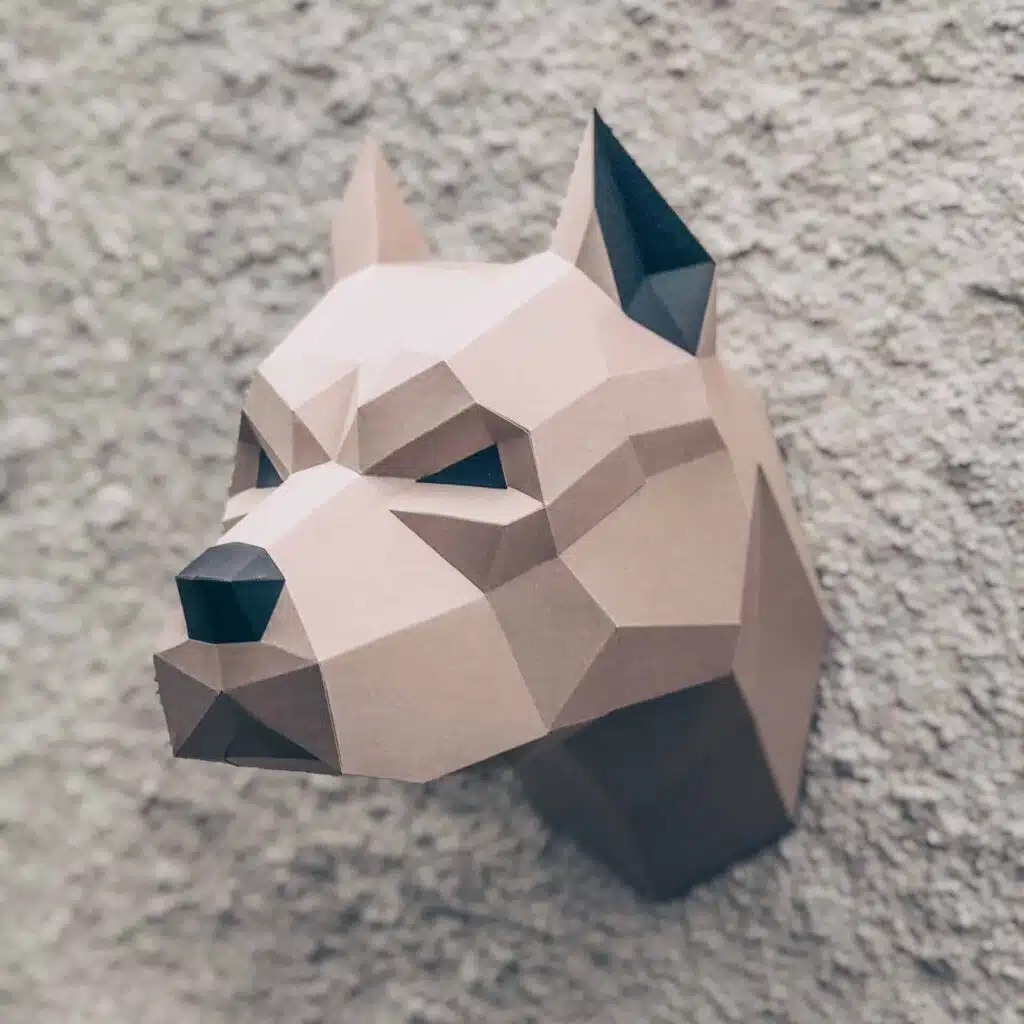 Papercraft of Staffordshire Terrier in 3D origami