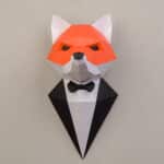 Papercraft de renard en costume en origami 3D