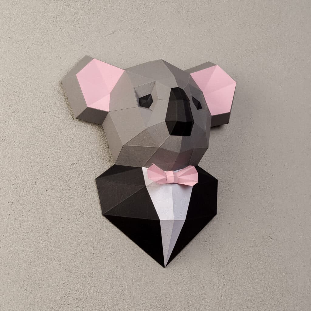 Papercraft of dapper koala in origami 3D