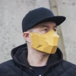 Papercraft de máscara poligonal em origami 3D