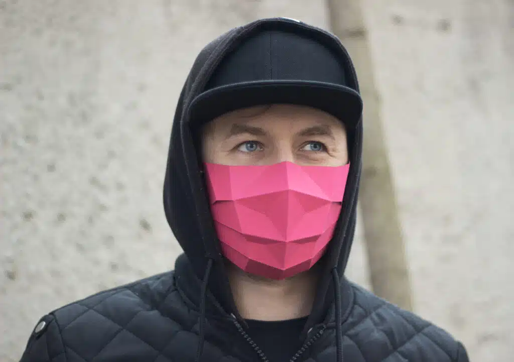 Pink Polygonal 3D Papercraft Halloween Mask