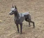 Doberman papercraft 3D in blauw arduin, weergave 5