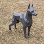 Papercraft of Doberman in origami 3D