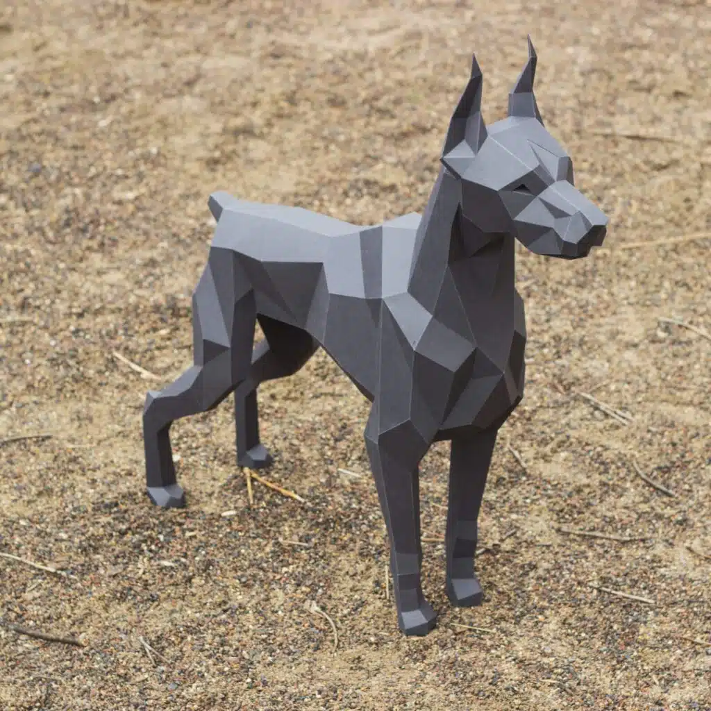 Doberman azul-ardósia em papercraft 3D