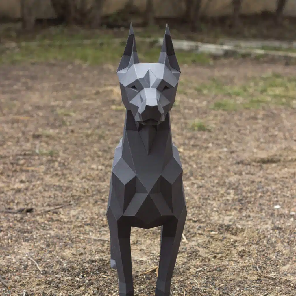 Papercraft of Doberman in origami 3D