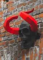 Crâne démoniaque avec cornes en papercraft 3D, vue 8