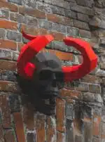 Crâne démoniaque avec cornes en papercraft 3D, vue 7