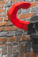 Papercraft de crâne démoniaque avec cornes en origami 3D