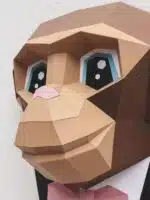 Aap papercraft 3D met strikje, weergave 8