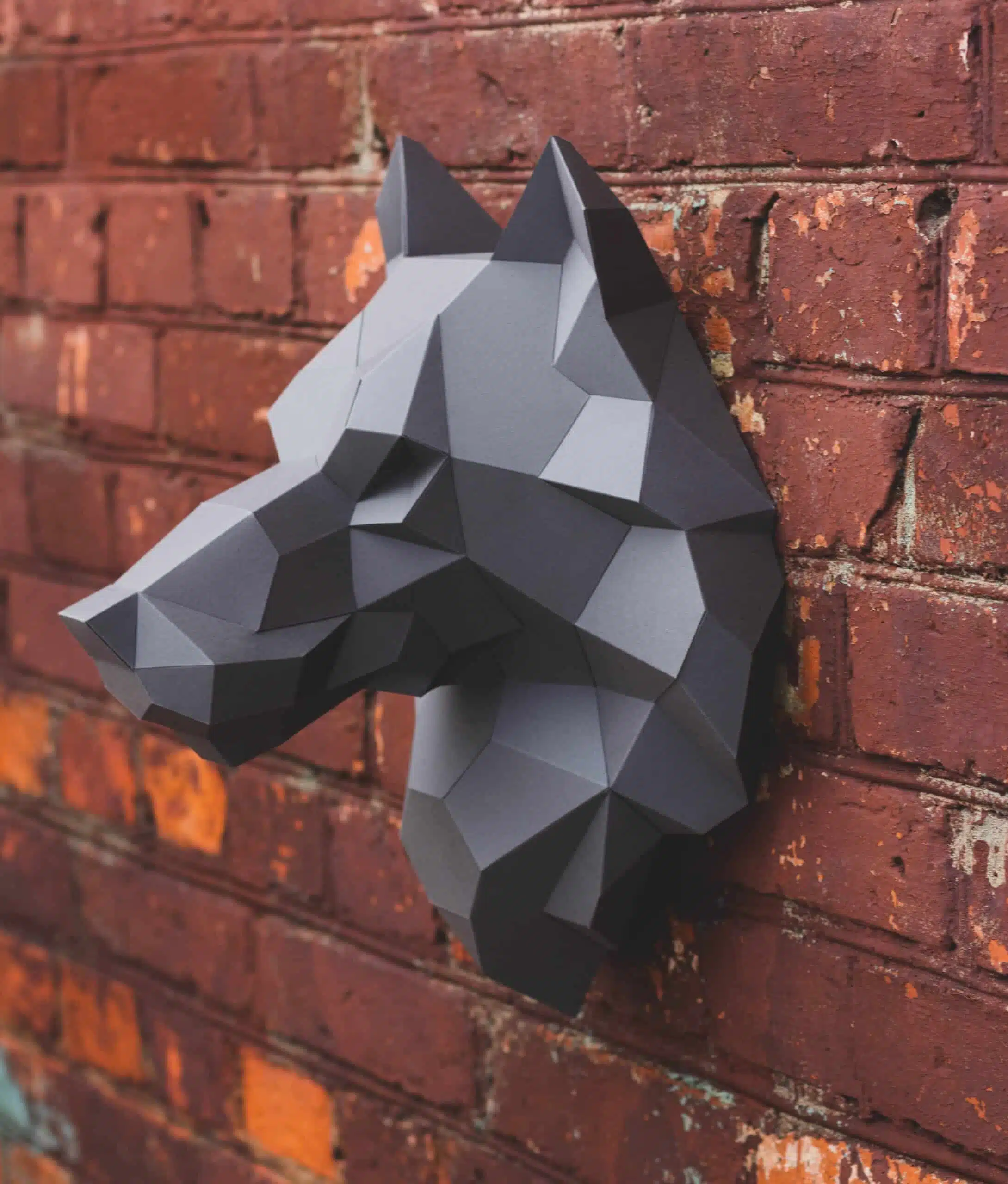 Cabeça de lobo em papercraft 3D – vista 2
