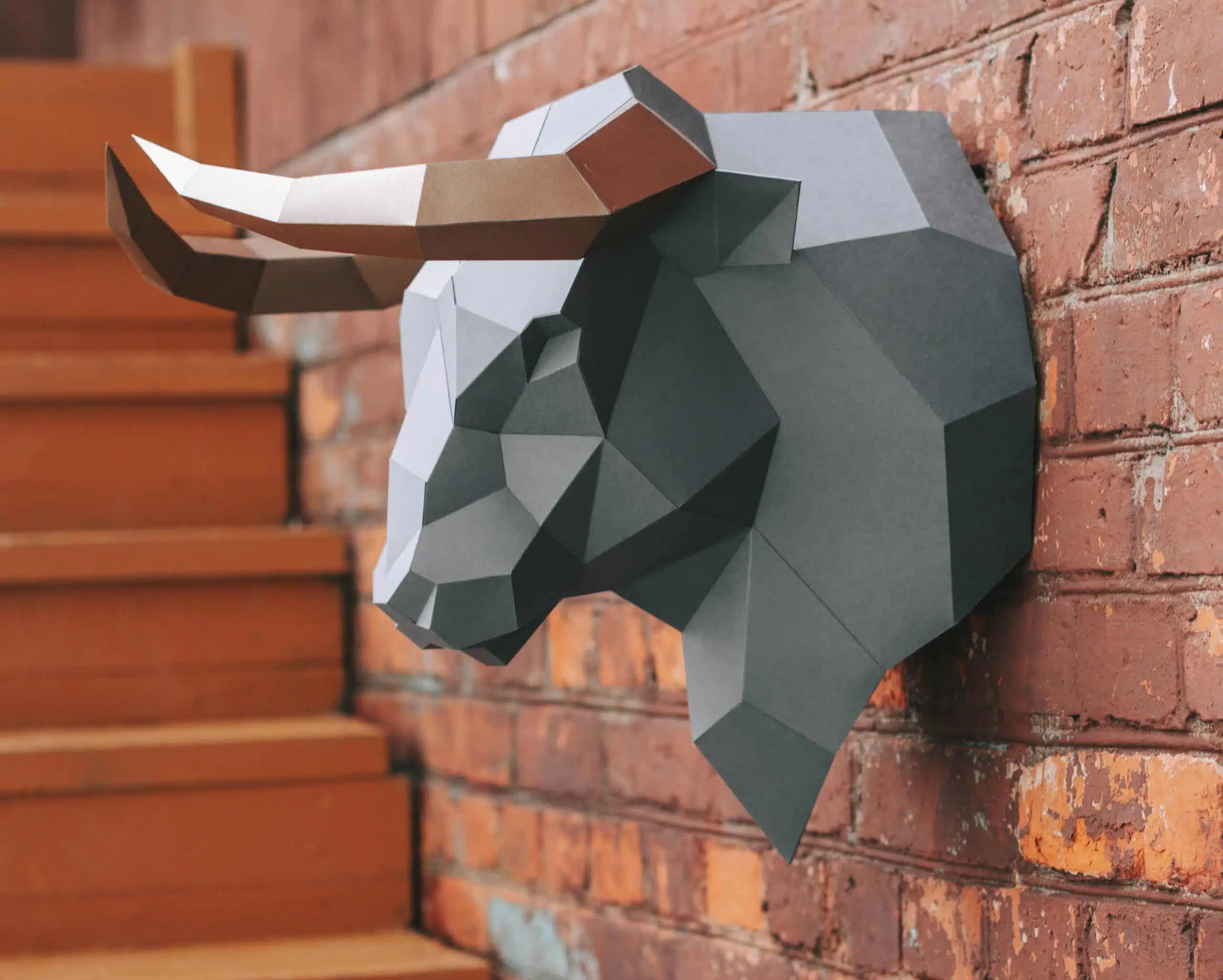 Stierenkop in 3D papercraft, weergave 9