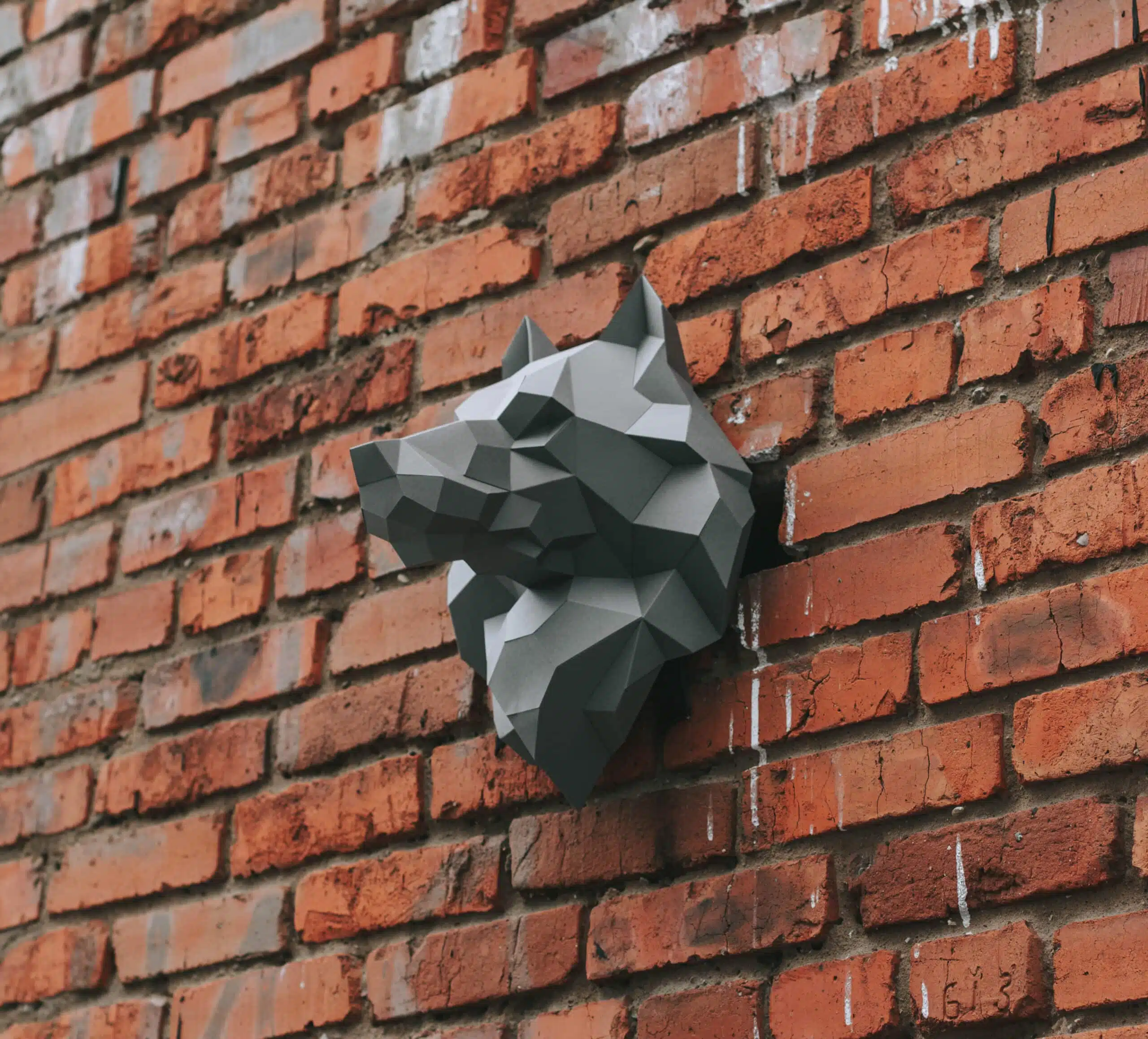 Cabeça de lobo em papercraft 3D – vista lateral