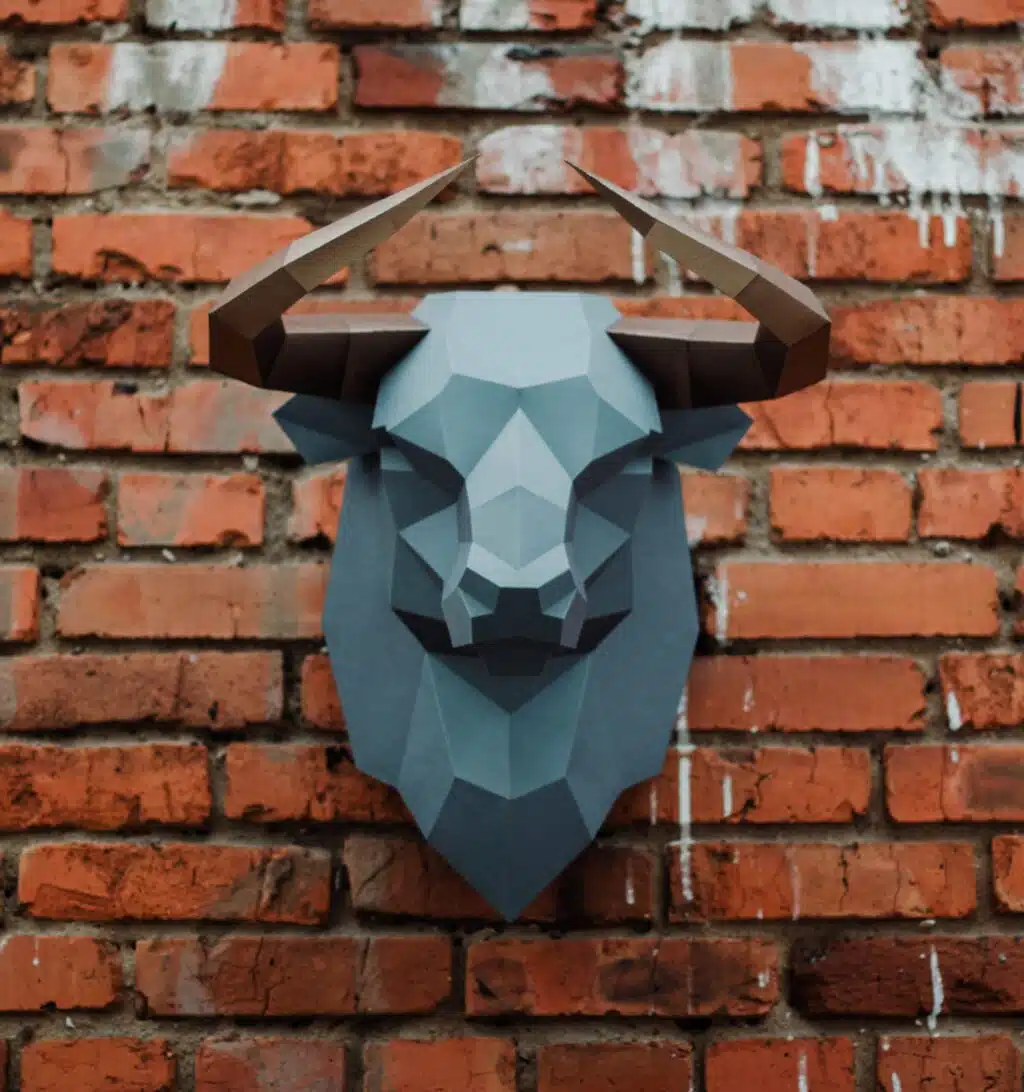 Stierenkop in 3D papercraft, weergave 2