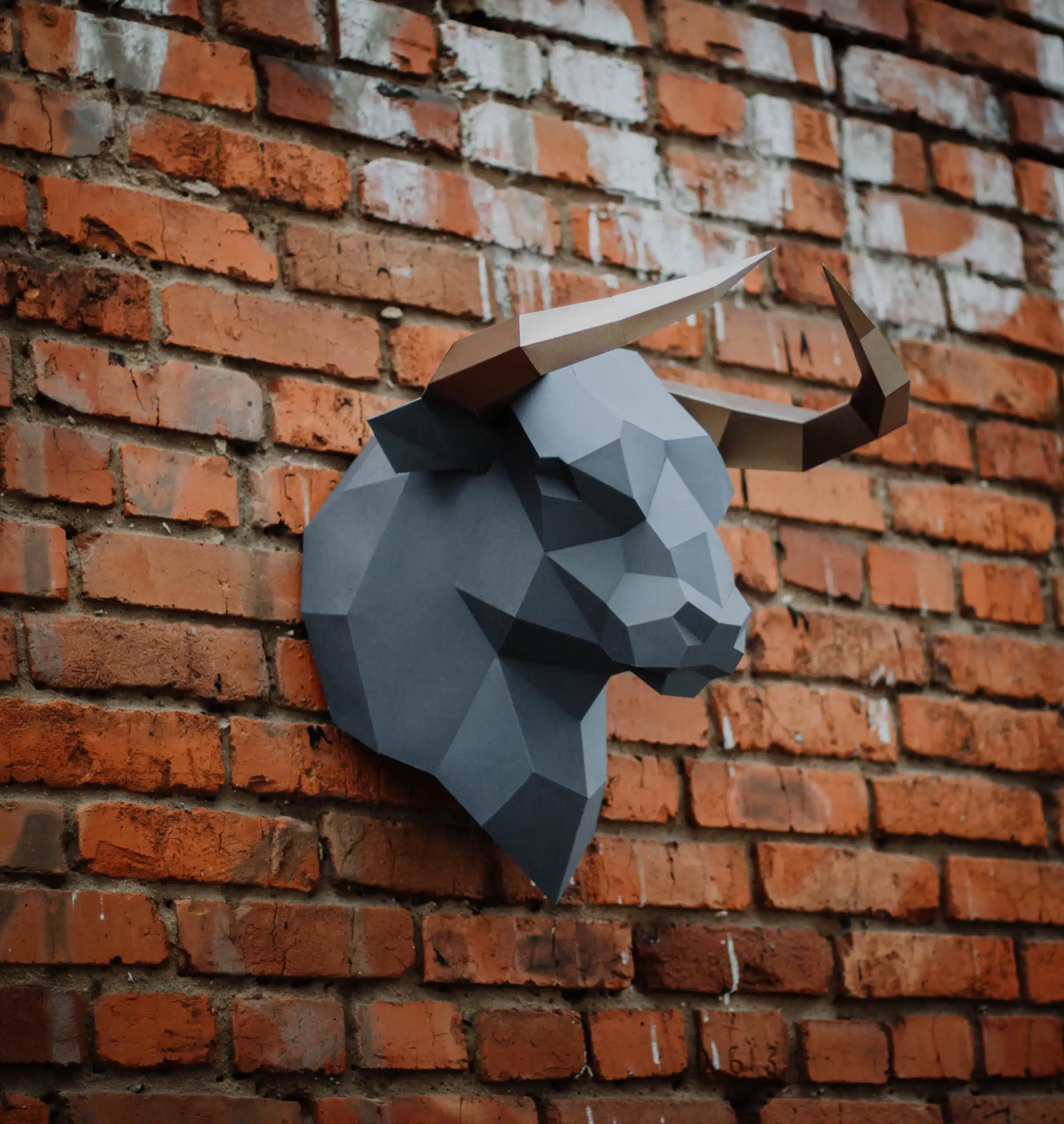 Stierenkop in 3D papercraft, weergave 4