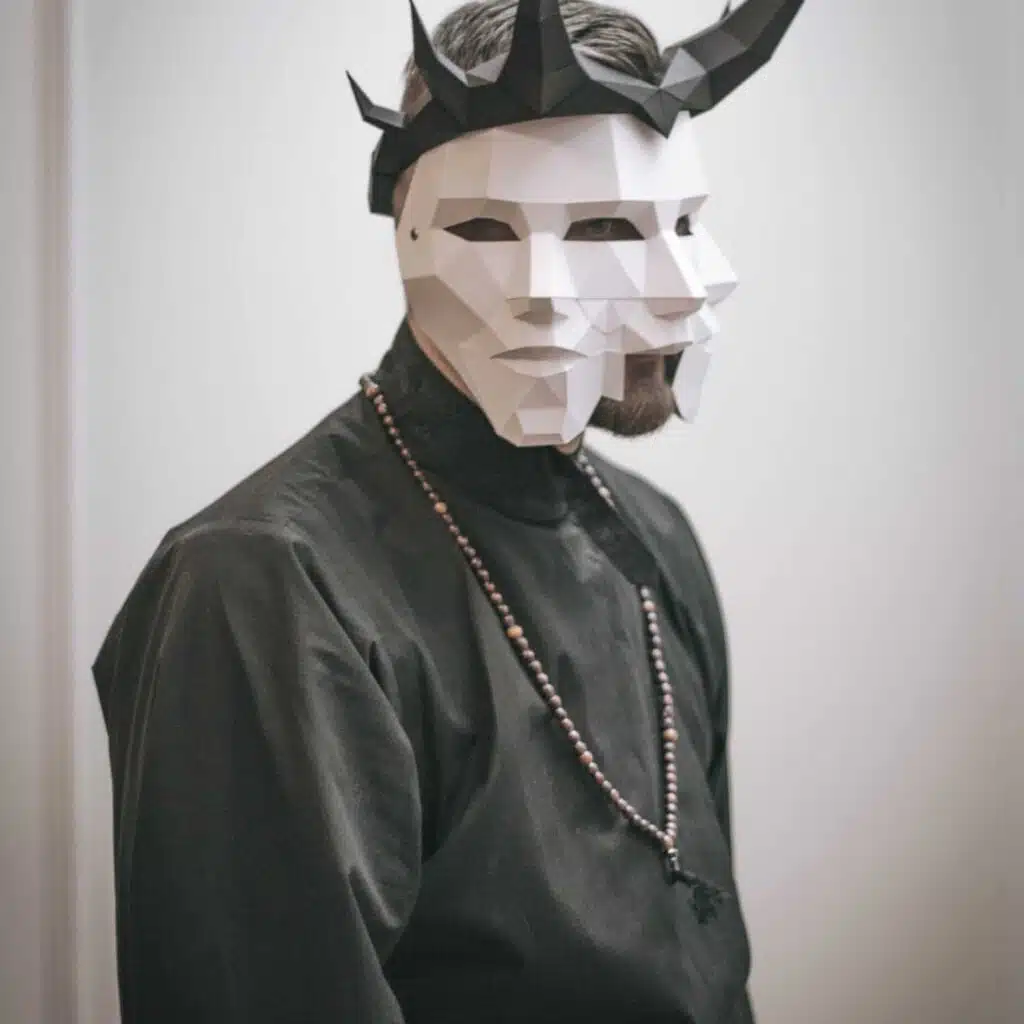 Venetian three-face papercraft 3D mask