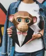 Aap papercraft 3D met strikje, weergave 4