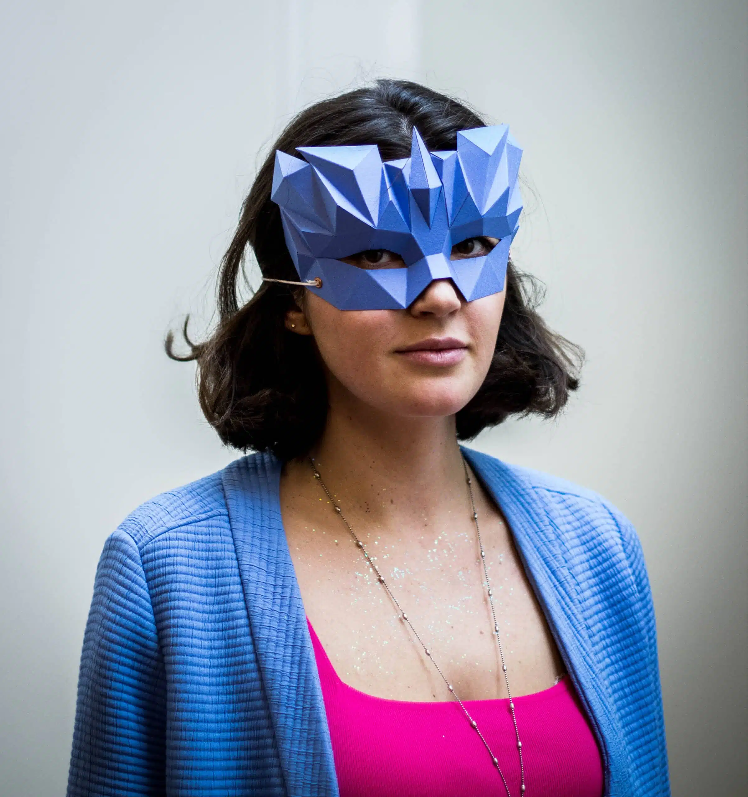 Blauw Venetiaans masker in 3D-papercraft, weergave 9