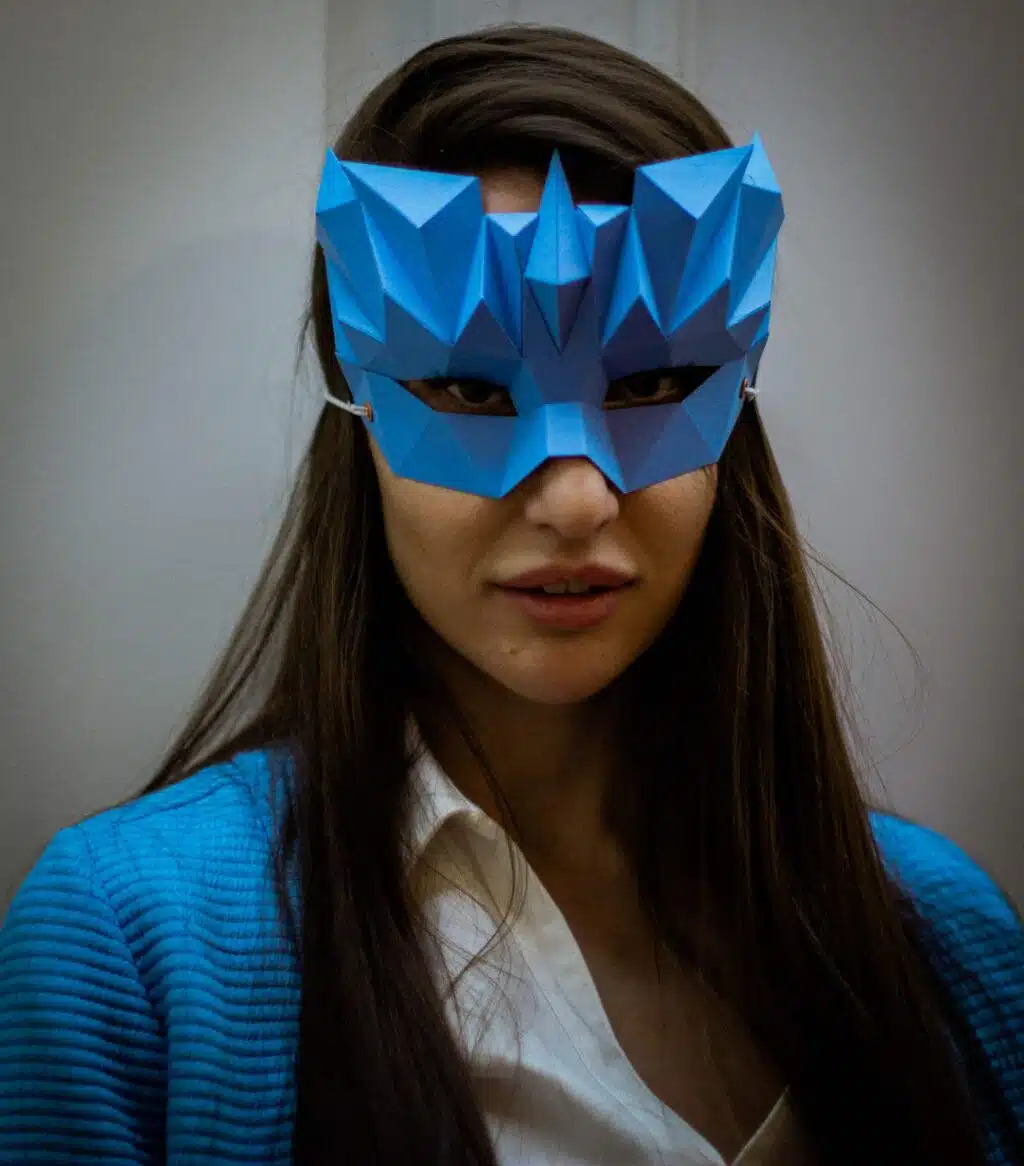 Blauw Venetiaans masker in 3D-papercraft, 3D-model