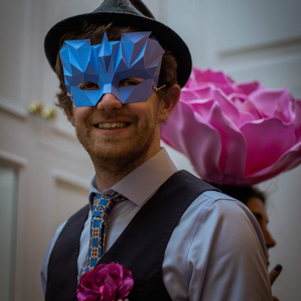 Papercraft of venetian mask in 3D origami