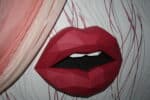 Papercraft of 3D red lips in origami