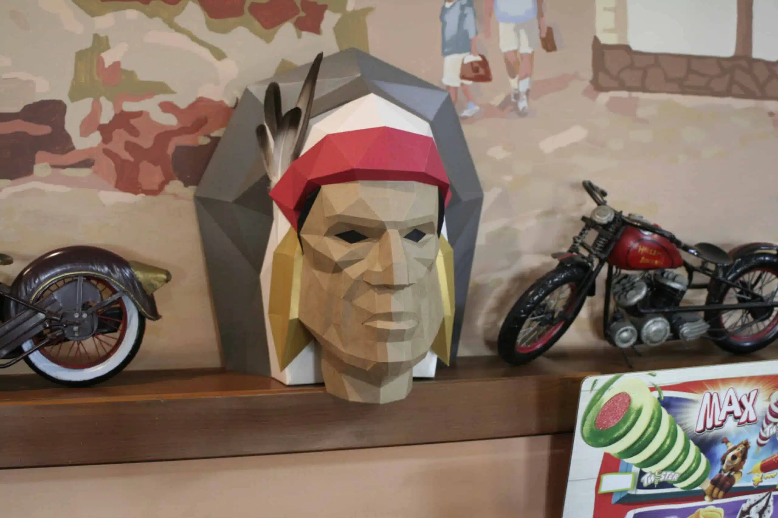 3D Papercraft Indiaans stamhoofd, weergave 6