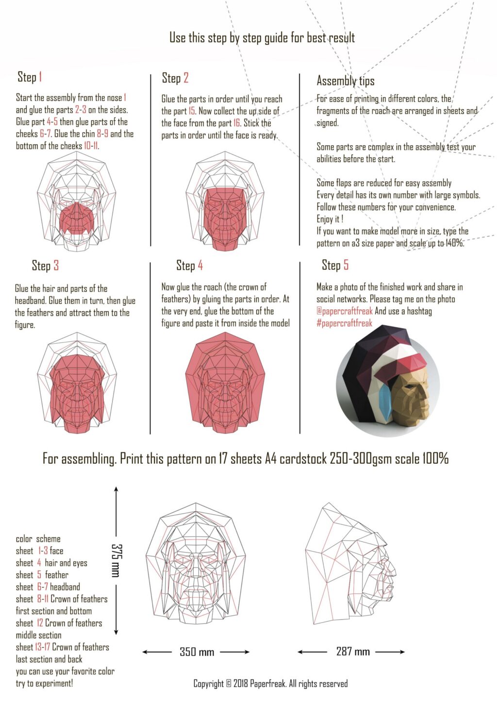 3D-Papercraft Indianerhäuptling