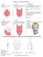 Papercraft de máscara de demonio Oni en origami 3D