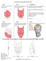 Oni demonenmasker in papercraft 3D, weergave 3