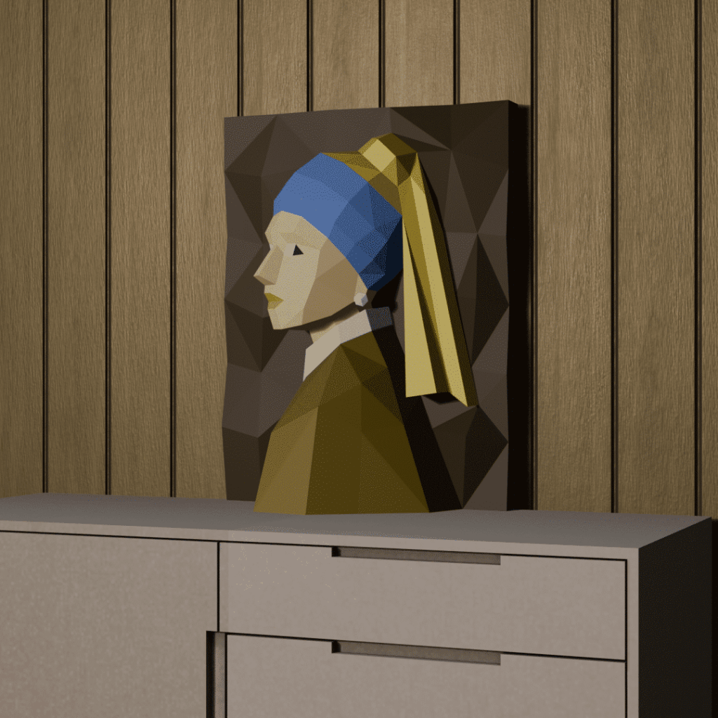 Papercraft de la jeune fille à la perle en origami 3D