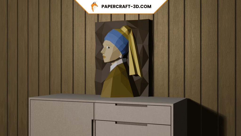 Tableau mural La jeune fille à la perle en Papercraft 3D