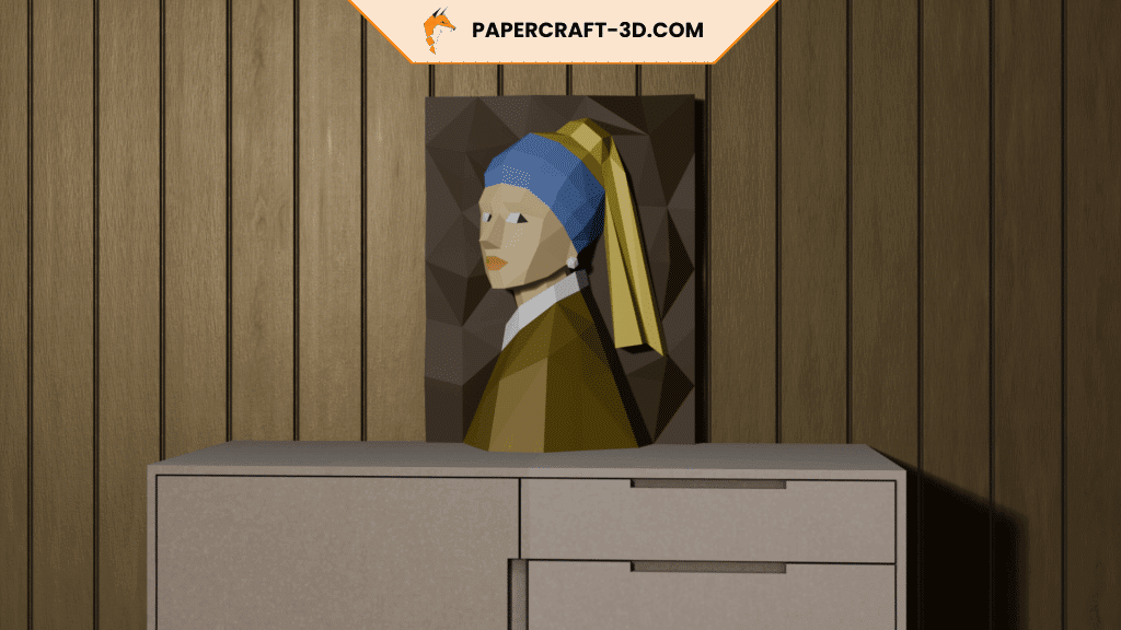 Tableau mural La jeune fille à la perle en Papercraft 3D