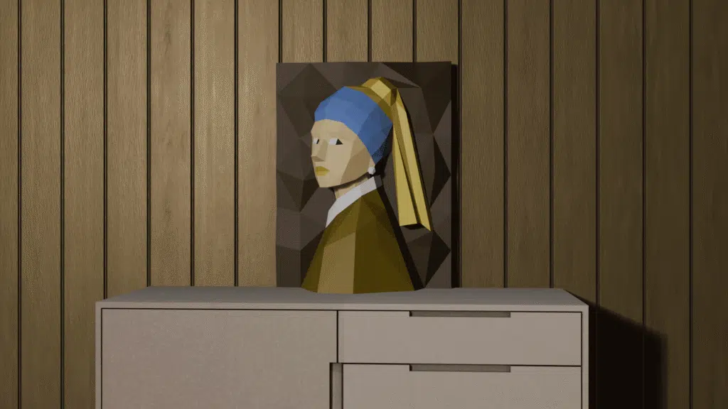 Quadro mural Moça com Brinco de Pérola em Papercraft 3D