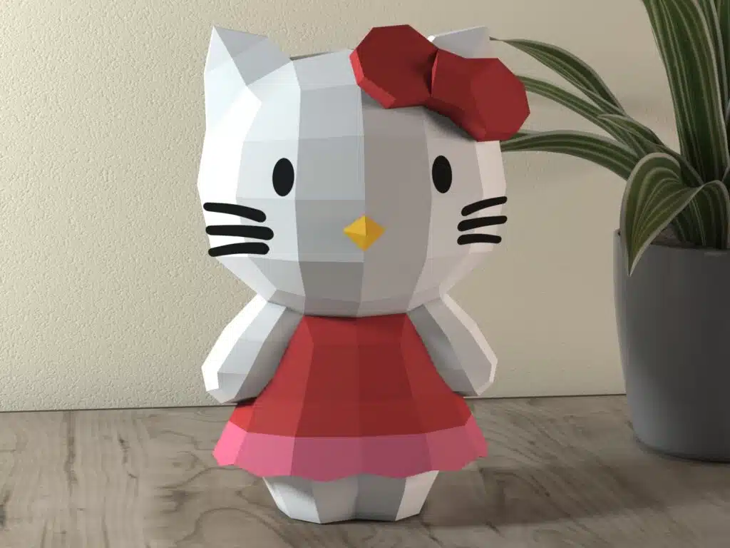Hello Kitty in 3D-papercraft, weergave 2
