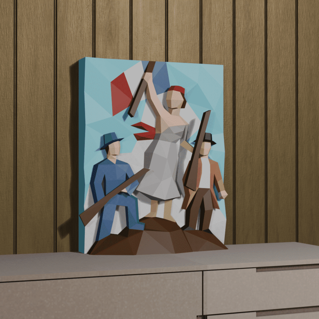 Papercraft of liberty leading the people in origami 3D