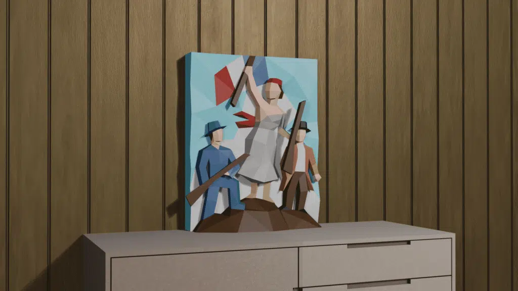 Quadro mural A Liberdade guiando o povo em Papercraft 3D
