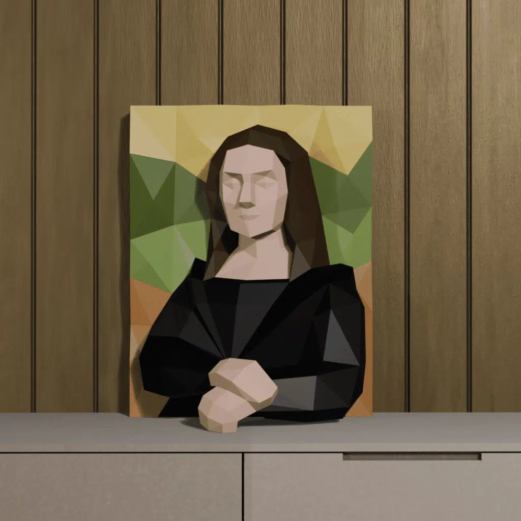 Papercraft of Mona Lisa in origami 3D
