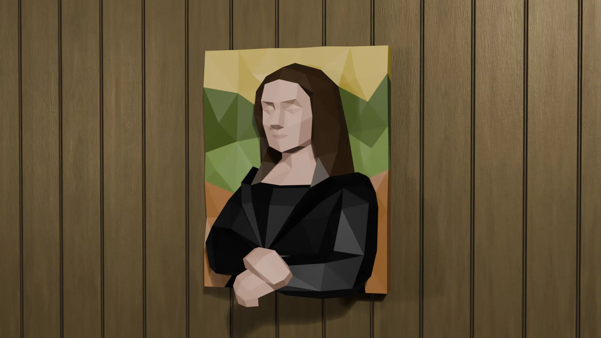 Quadro mural Mona Lisa em Papercraft 3D, vista lateral