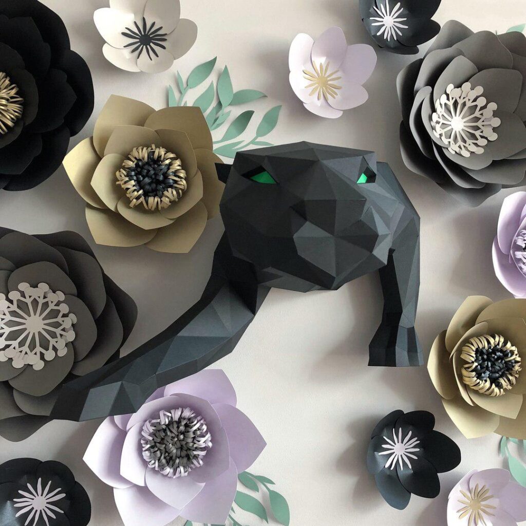 Papercraft de panthère en origami 3D