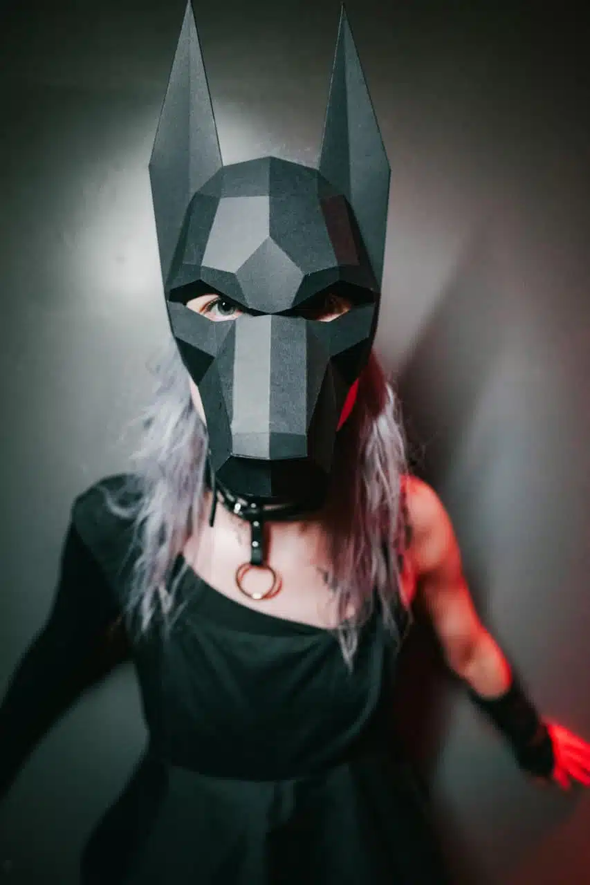 Dobermannmasker papercraft 3D, weergave 2