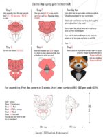 Papercraft di panda rosso in costume in origami 3D