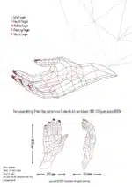 Rechterhand sculptuur in 3D-papercraft, weergave 3