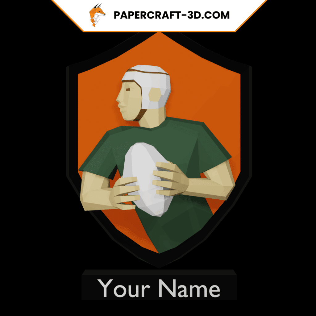 Papercraft rugby player in 3D origami