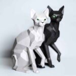 Scultura gatto sphynx seduto papercraft