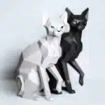 Sfinx kat sculptuur zittend papercraft, weergave 7