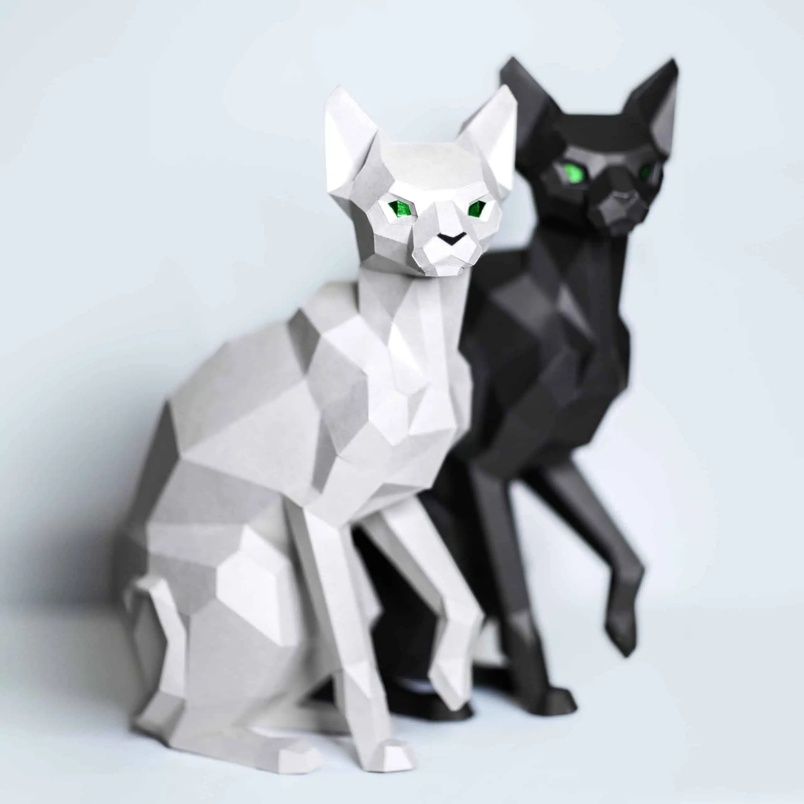 Sfinx kat sculptuur zittend papercraft, weergave 7